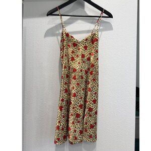 Y2K Frederick's of Hollywood Leopard and Heart Print Satin Slip Dress Size M